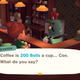 Brewster cleans a coffee cup as a player sits at the bar of his coffee shop.